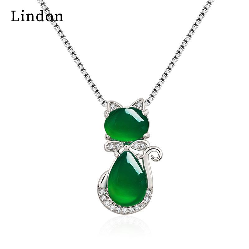 Ожерелье с кулоном из синтетического циркона зелёный